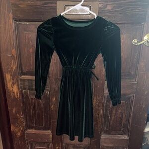 Girls Elegant INC Green Velvet Dress